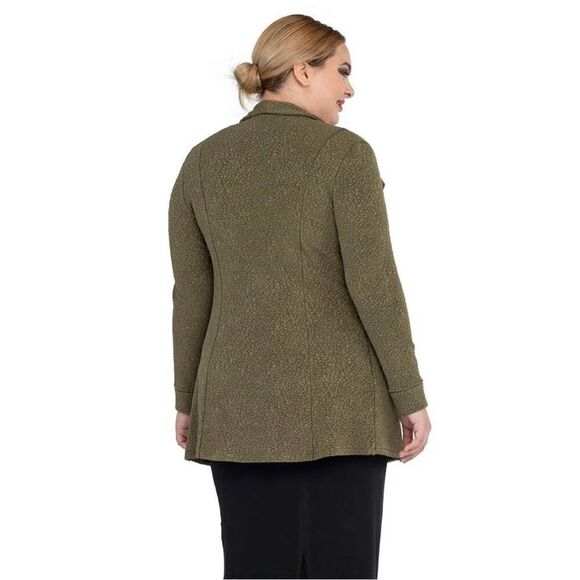Eva Varro Women’s Barcelona Semi Fitted Pebble Olive Green Drape Collar Zipper D - Picture 4 of 9